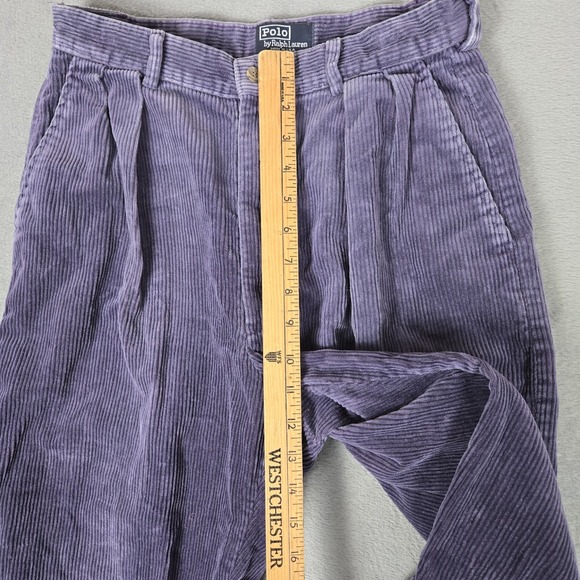 Polo Ralph Lauren Corduroy Pants Mens 29x32 Purple Cuffed Vintage 90s USA Made - Picture 7 of 10